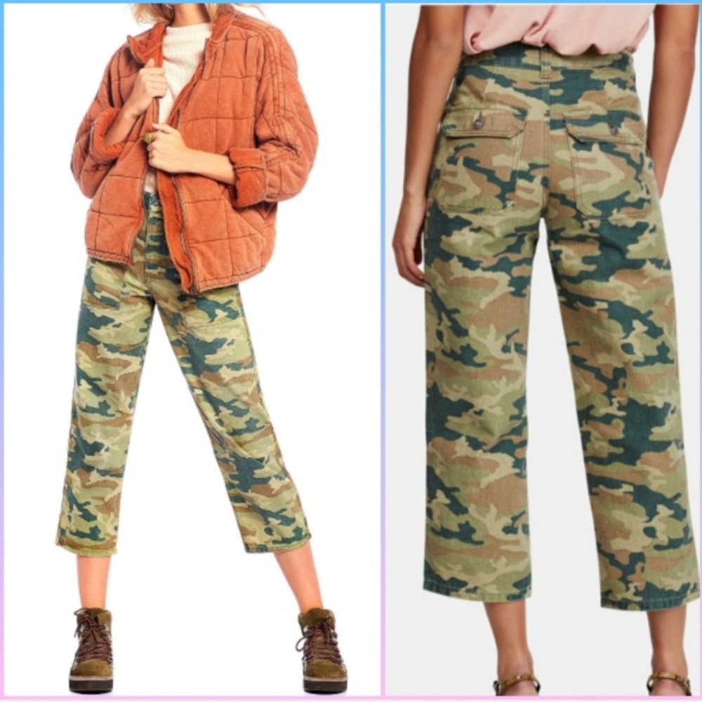 Free People Camouflage Ankle & Cropped Jeans